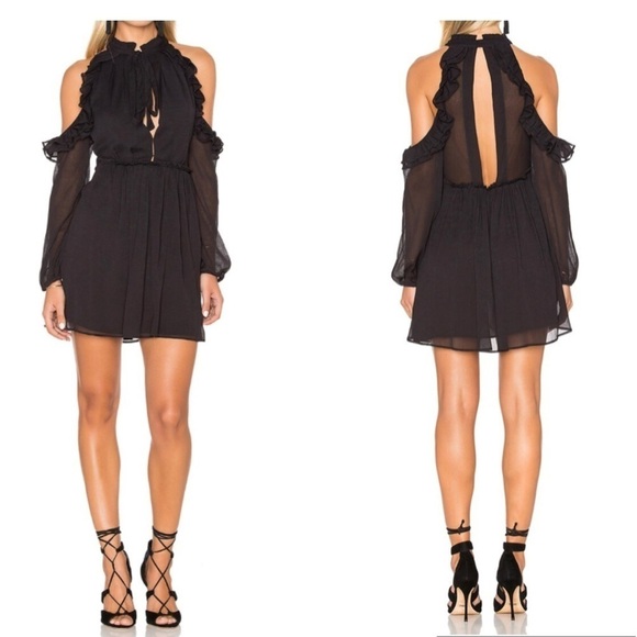 New! Free People Off Shoulder Ruffle Detail Mini Dress Size 6 - Picture 1 of 16